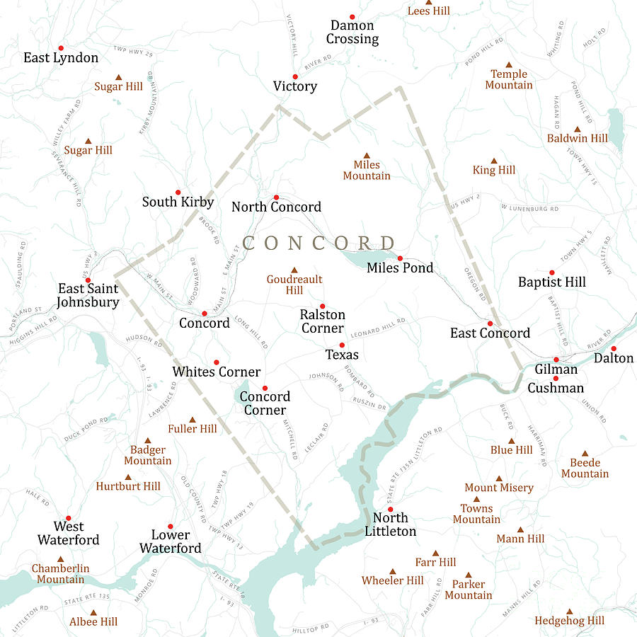 VT Essex Concord Vector Road Map Digital Art by Frank Ramspott | Fine ...