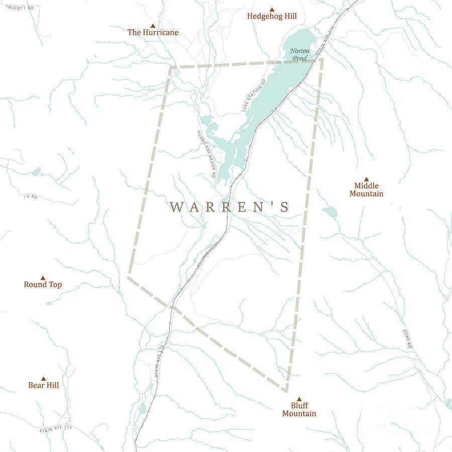 VT Essex Warrens Vector Road Map Digital Art by Frank Ramspott Fine
