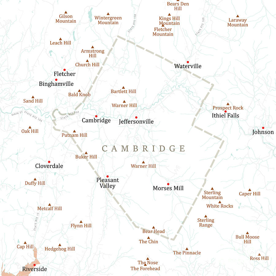 Vt Lamoille Cambridge Vector Road Map Frank Ramspott 