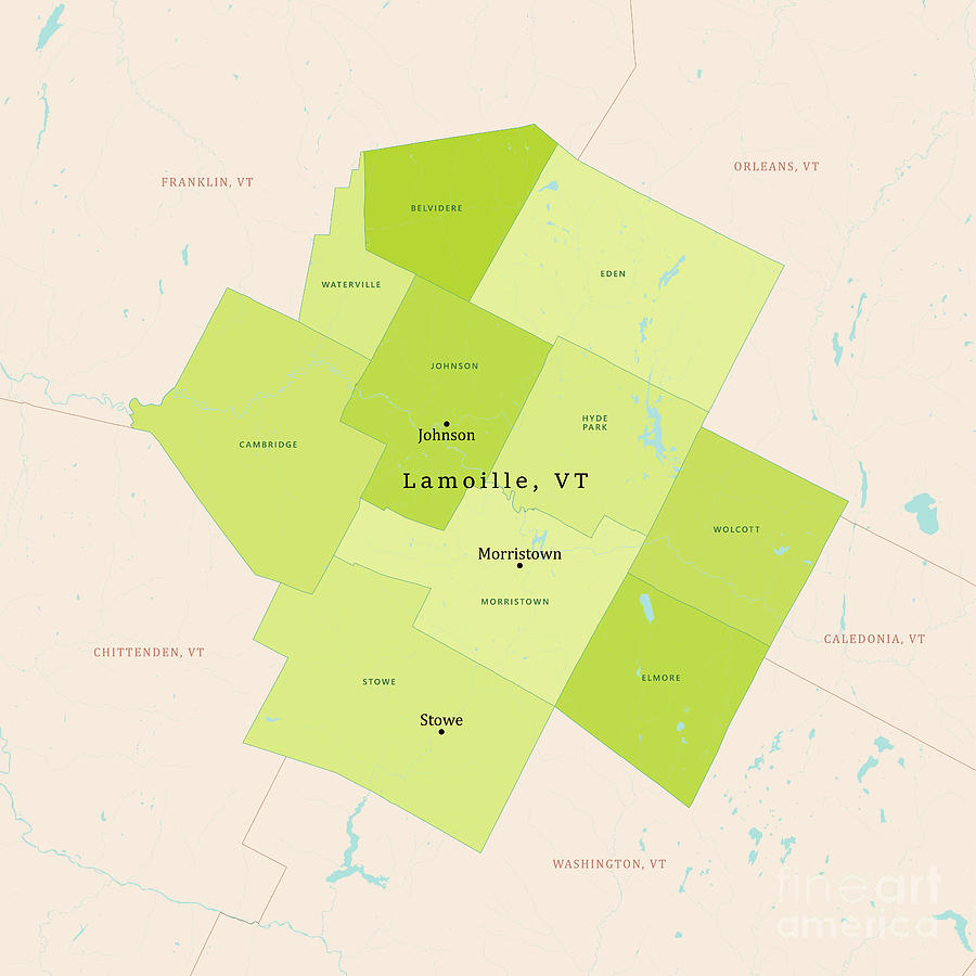 Vt Lamoille Vector Map Green Digital Art By Frank Ramspott Pixels