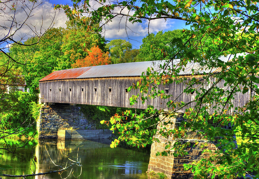 VT-NH Covered Bridges - Cornish-Windsor Covered Bridge Over the Connecticut River No. 7B Photograph by Michael Mazaika