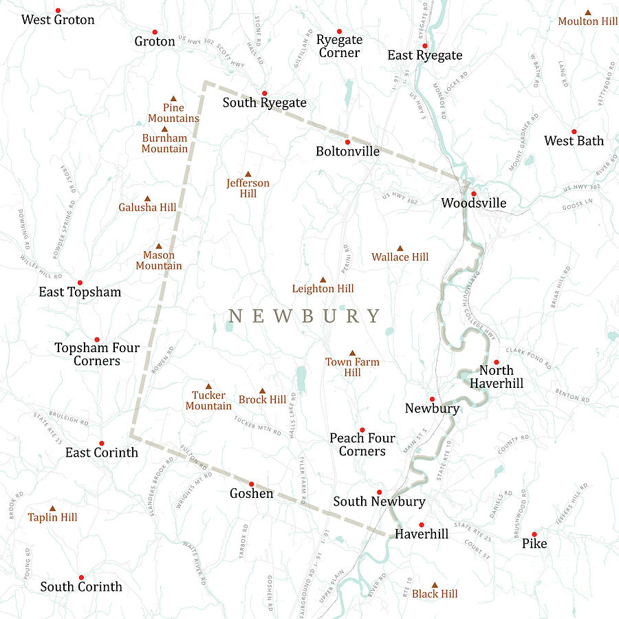 Vt Orange Newbury Vector Road Map Frank Ramspott 