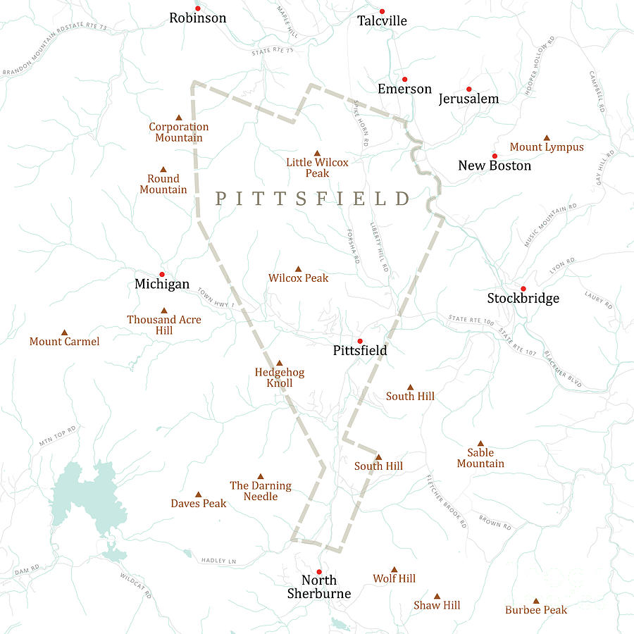 VT Rutland Pittsfield Vector Road Map Digital Art by Frank Ramspott ...