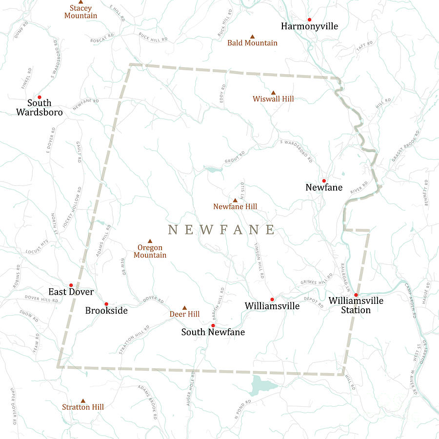 VT Windham Newfane Vector Road Map Digital Art by Frank Ramspott
