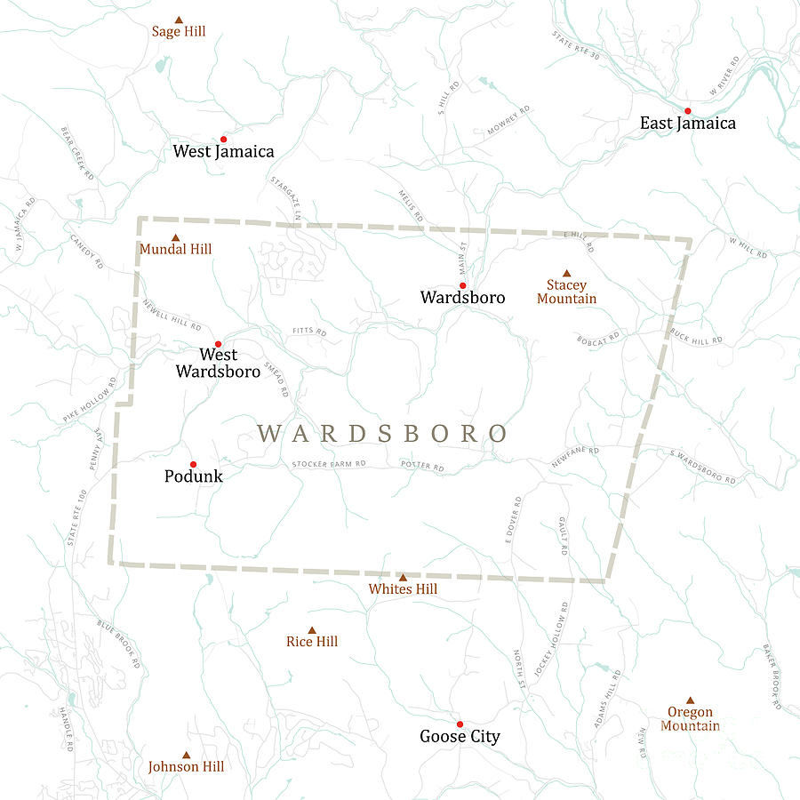 Map Digital Art - VT Windham Wardsboro Vector Road Map by Frank Ramspott
