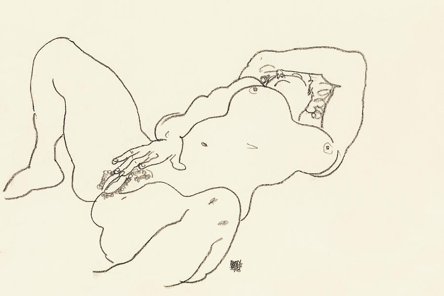 Egon Schiele Painting - Vulgar woman touching herself by Egon Schiele