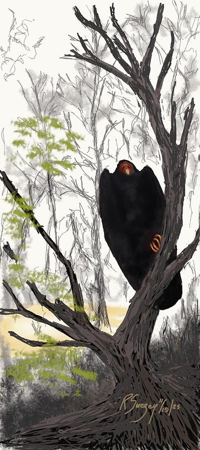 Vulture in Novembers Last Glows Digital Art by R  Allen Swezey