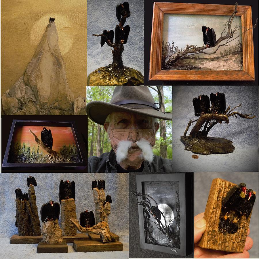 Vulture Sculptures 2020 Mixed Media by Roger Swezey
