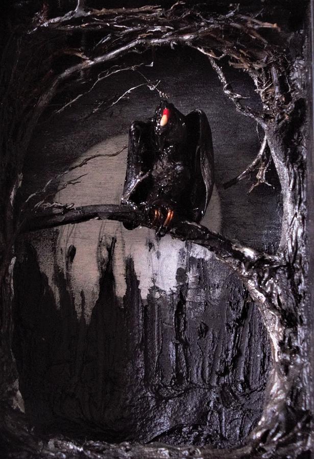 Vulture with Full Moon Mixed Media by R  Allen Swezey