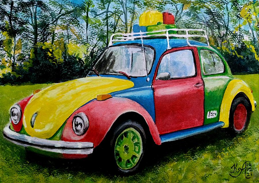 VW Beetle Lego Painting by Aschat - Pixels