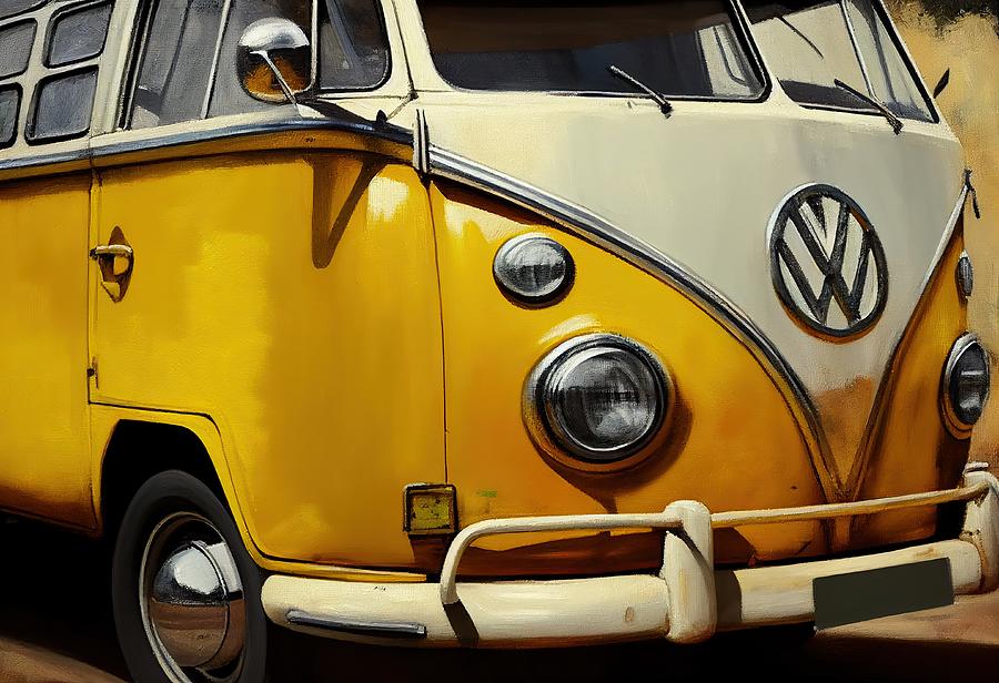 VW Bus Close Up Painting by World of Abstracts - Fine Art America