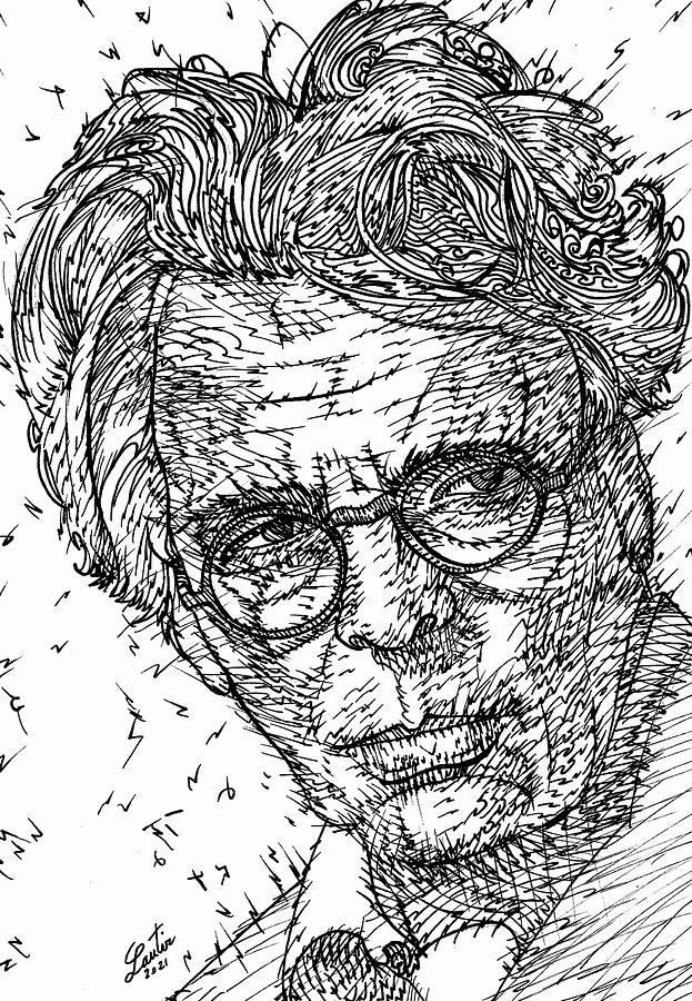 Yeats Drawing - W. B. YEATS - ink portrait .1 by Fabrizio Cassetta