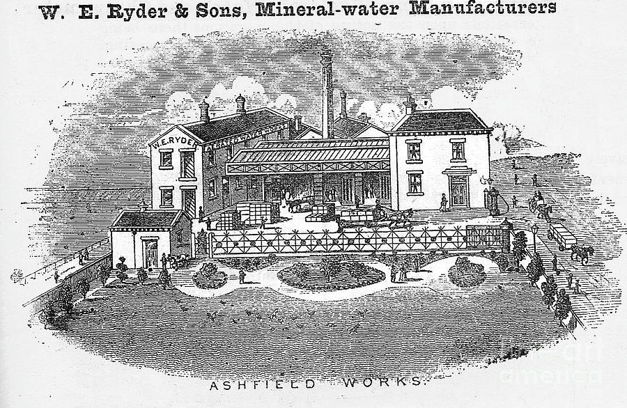 W. E. RYDER and SONS, MINERAL WATER MANUFACTURERS, Ashfield Works, Bradford 1893 Drawing by Mick Flynn