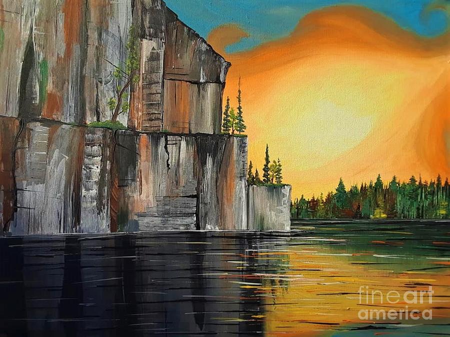 Wabakimi Cliff Painting by April Reilly