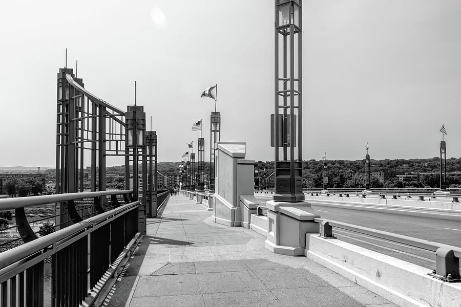 Wabasha Street Freedom Bridge Black And White Photograph by Sharon Popek