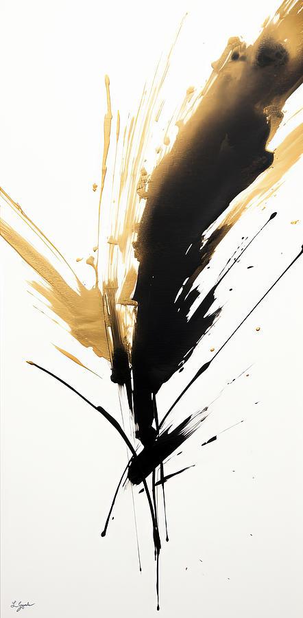 Wabi Sabi Painting - Wabi Sabi Black and Gold by Lourry Legarde