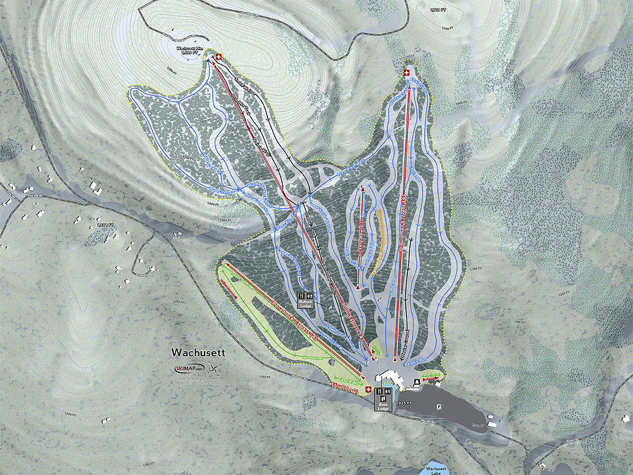 Wachusett Ski Resort Map Digital Art by Powder Addicts