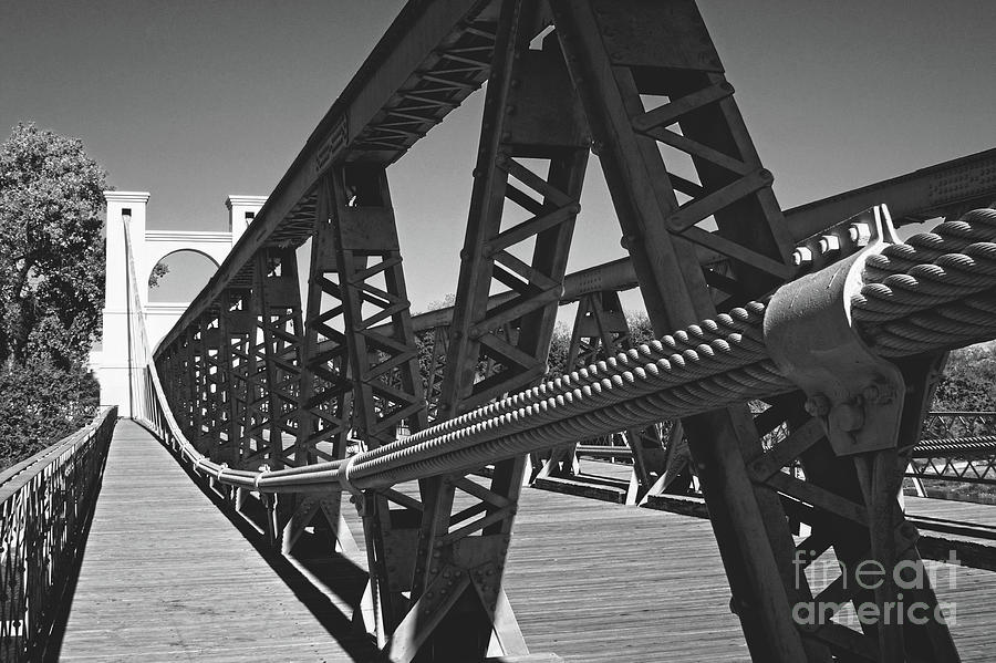 Waco Bridge in Black and White  Photograph by Imagery by Charly