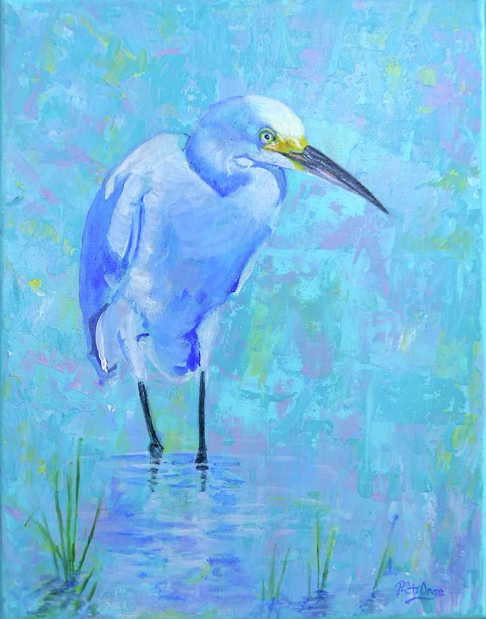 Wading Egret Painting by Pat St Onge