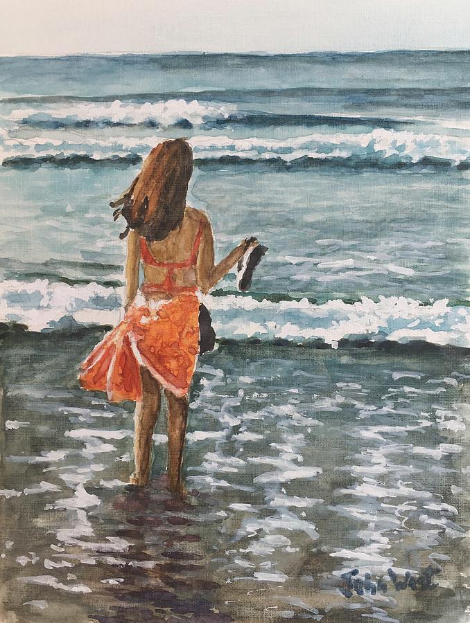 Wading in the Ocean Painting by John West