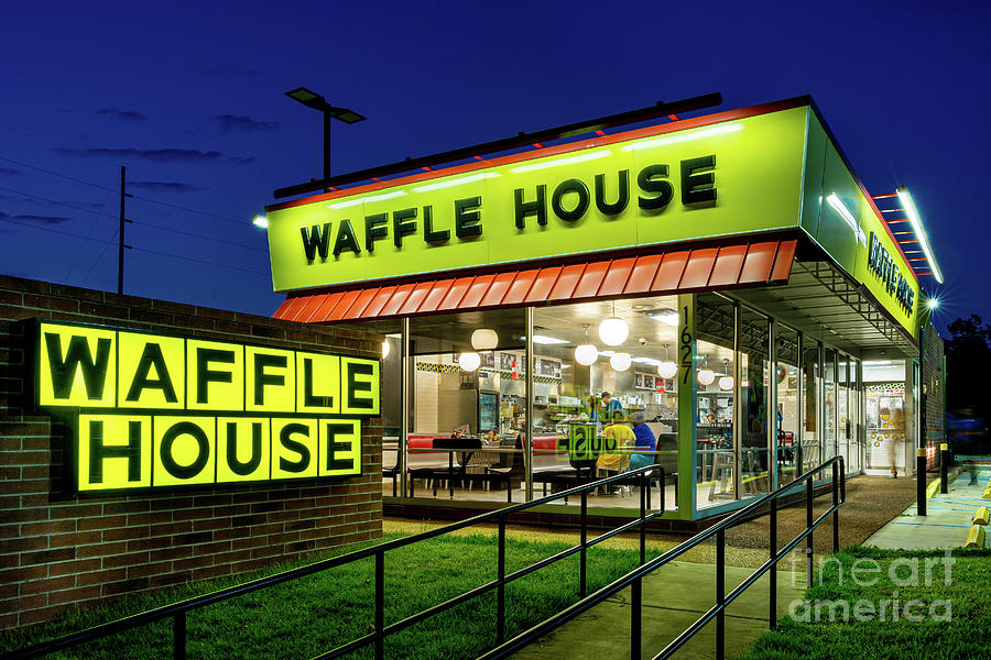 Waffle House at Night - Augusta GA Photograph by Sanjeev Singhal
