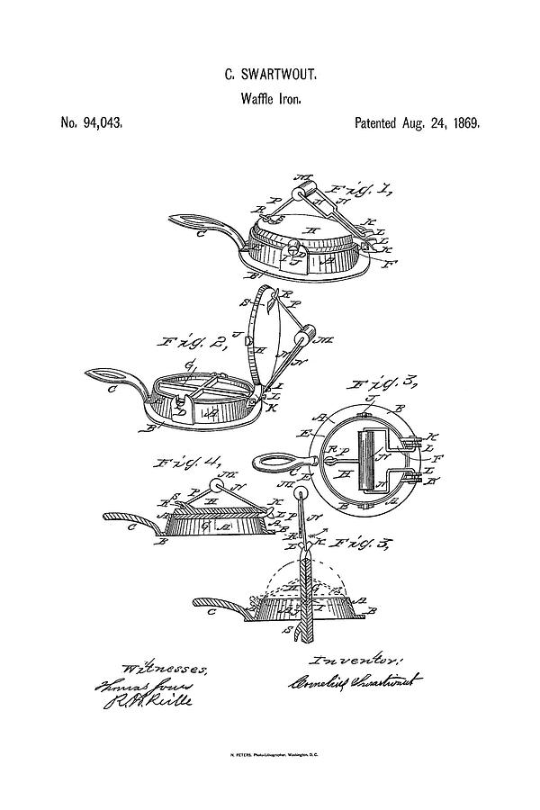 Waffle Iron Patent Drawings Photograph by Bill Swartwout