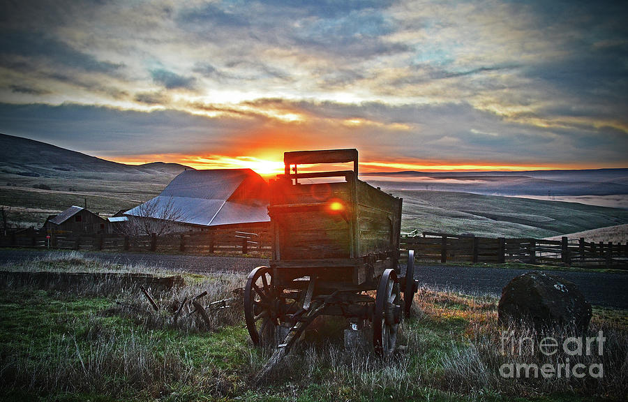Wagon, Dalles Mt Ranch Digital Art by Fred Loring