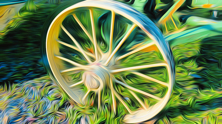 Wagon Wheel  Mixed Media by Ally White
