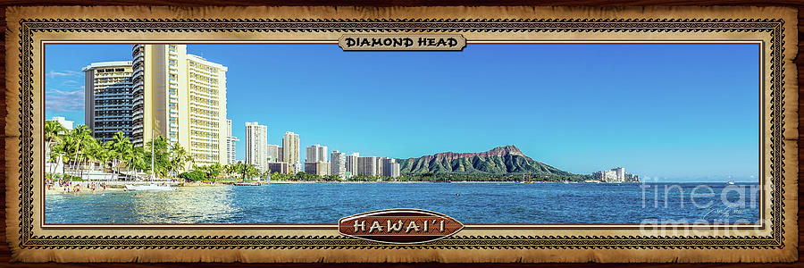 Waikiki and a Green Diamond Head State Monument Hawaiian Style Panoramic Photograph Photograph by Aloha Art