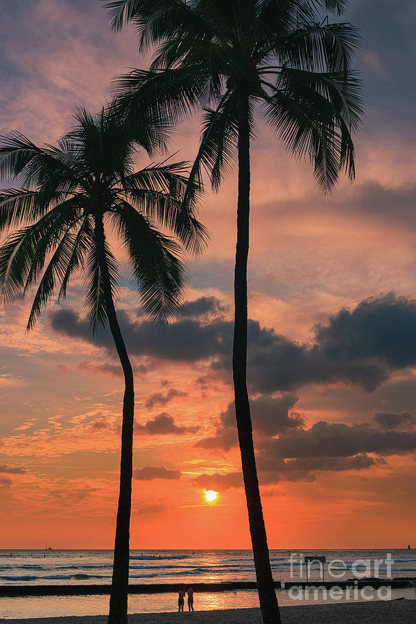 Waikiki Beach at sunset Photograph by Henk Meijer Photography