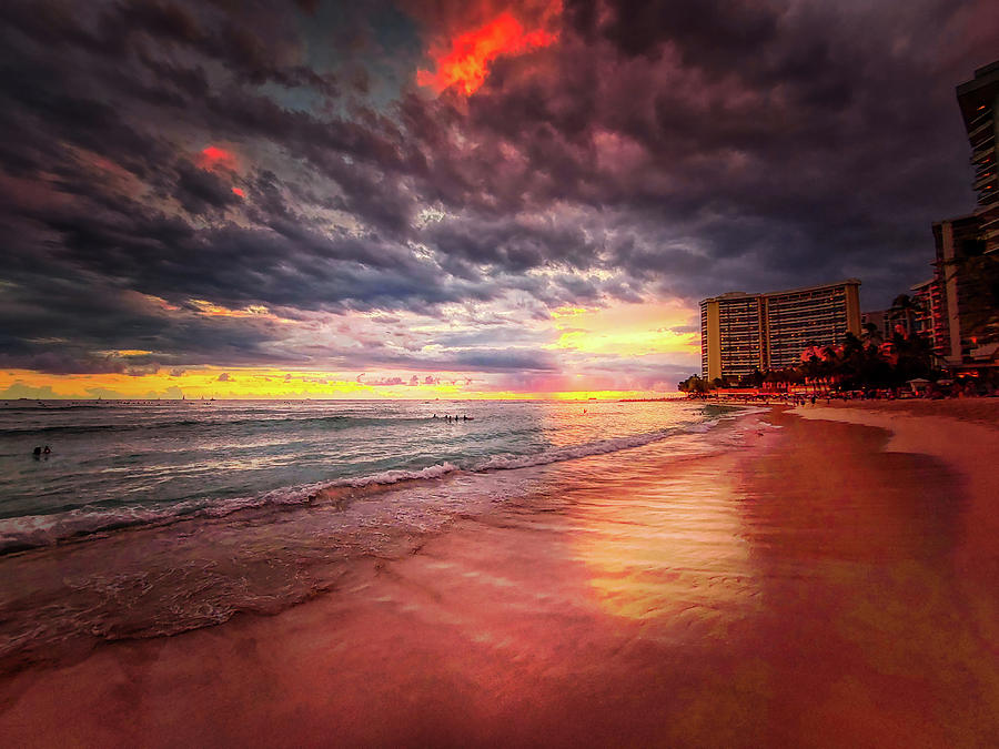 Waikiki Beach Sunset, Honolulu, Hawaii Photograph by Chance Kafka