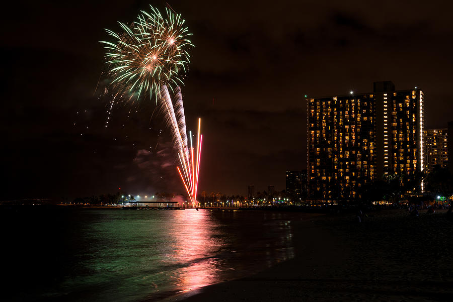Waikiki Fireworks Photograph by 400tmax
