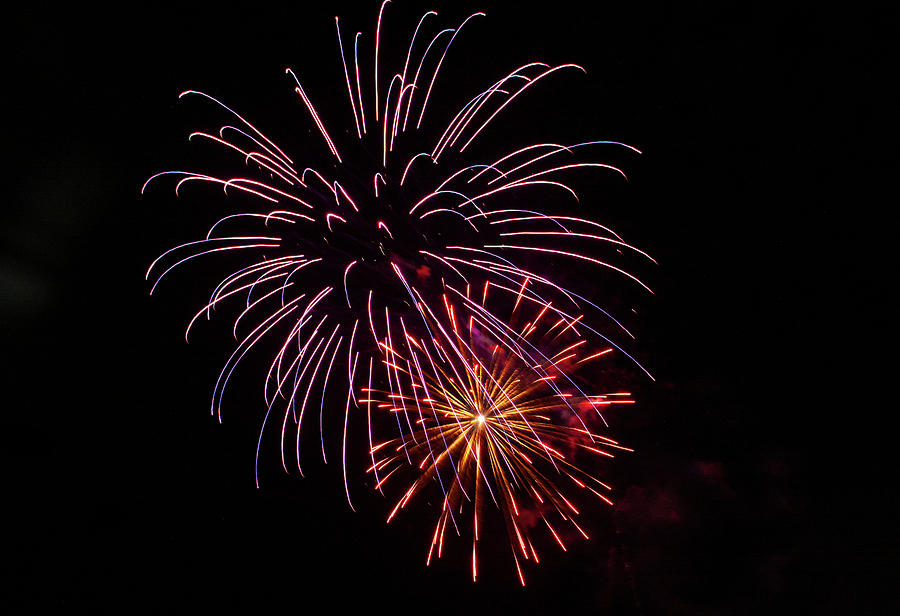 Waikiki Fireworks - Star Burst Photograph by Anthony Jones