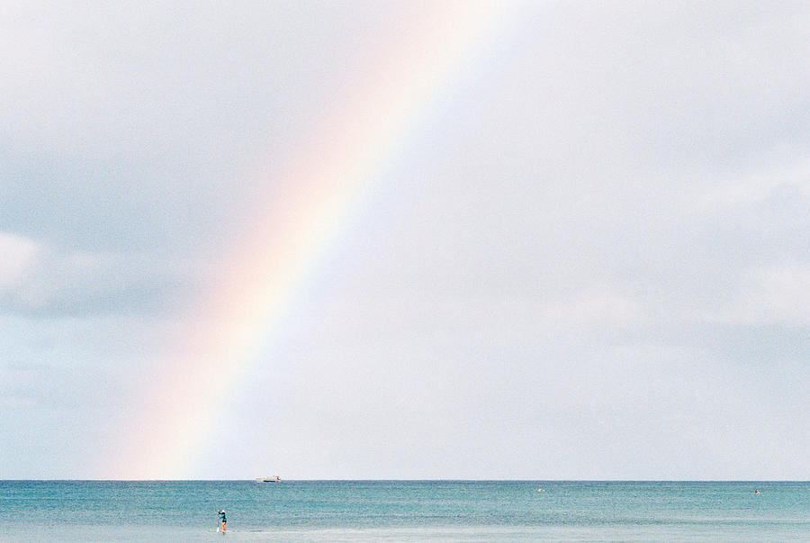 Waikiki Rainbow Stand Up Paddle Boarder Photograph by TJ Steib - Fine ...