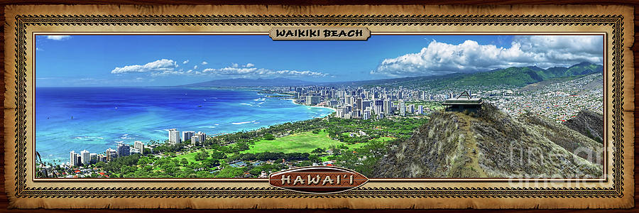 Waikiki View From Diamond Head Hawaiian Style Panoramic Photograph Photograph by Aloha Art