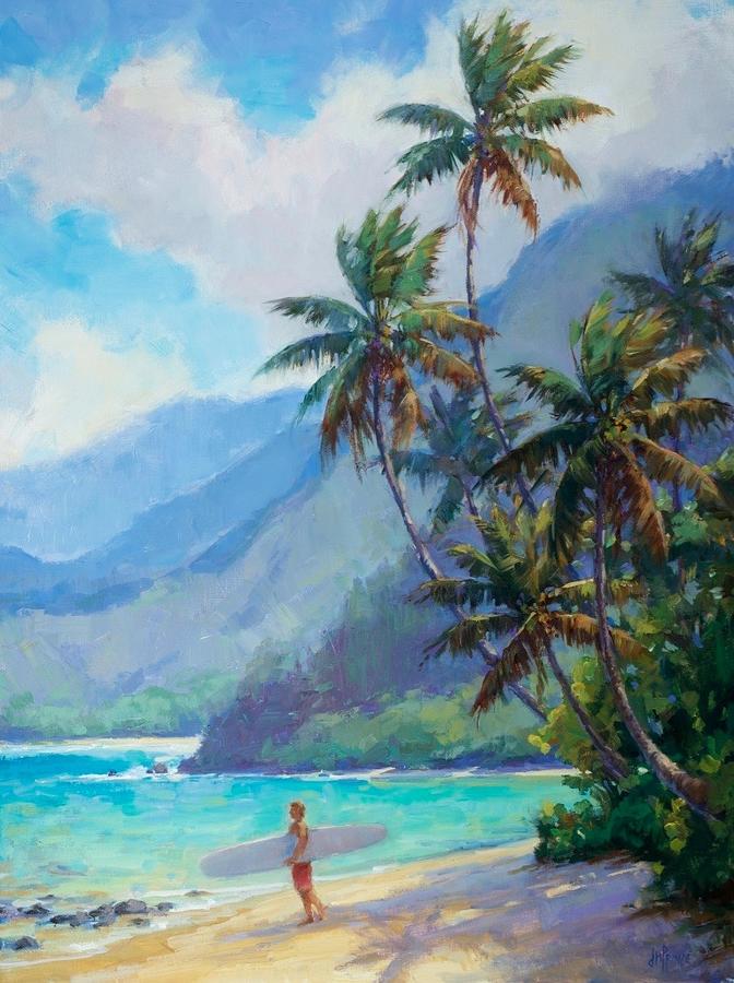Beach Painting - Waikokos Surfer by Jenifer Prince