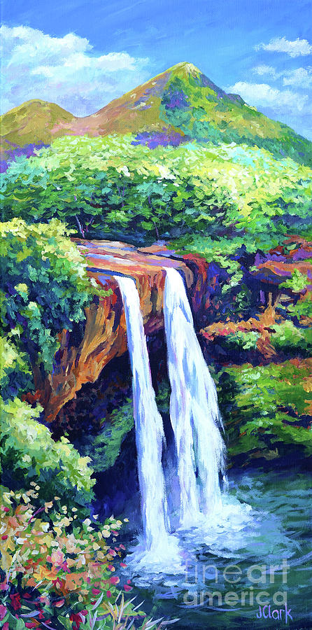 Jurassic Park Painting - Wailua Falls by John Clark