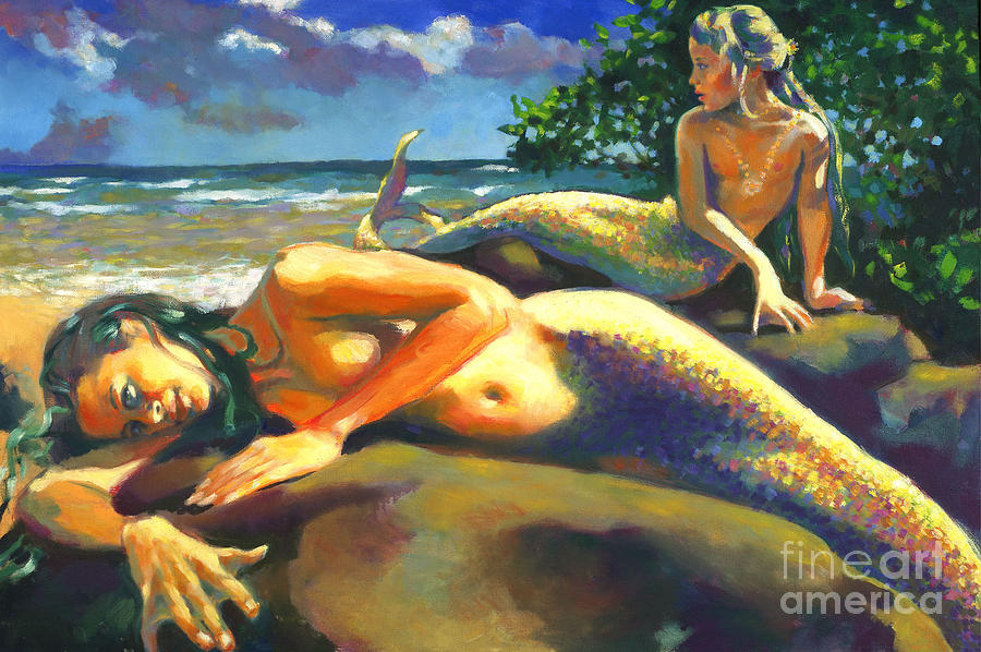 Mermaid Painting - Wailua River Mouth by Isa Maria