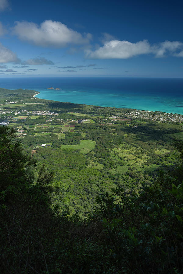 Waimanalo Beach seen from the summit of the Koolau Mountains Photograph by David L Moore