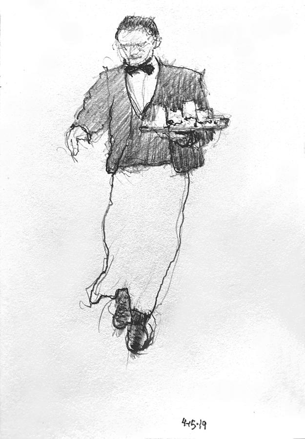 Waiter Drawing by David Zimmerman