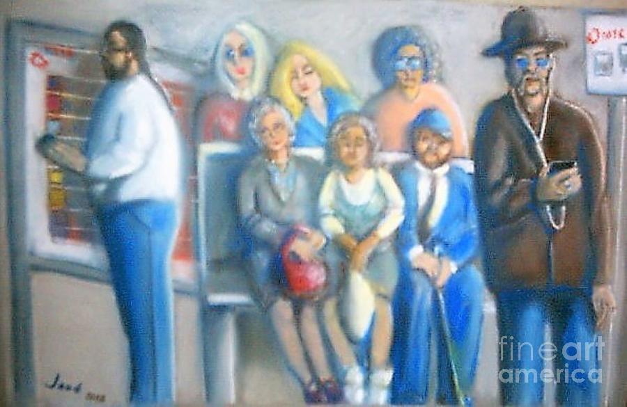 Transportation Painting - Waiting @ The Bus Stop by Jose Breaux