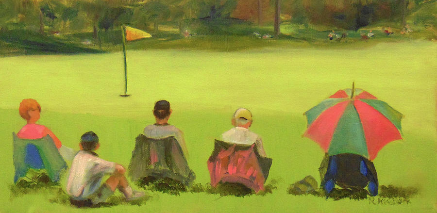 Golf Painting - Family at Golf Tournament  by Rae Raisbeck