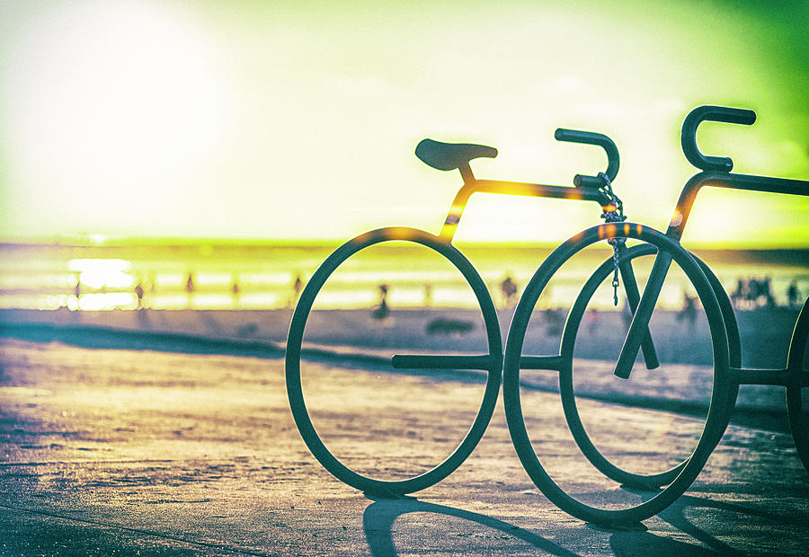 Bike Stands Retro San Diego Coast Photograph by Joseph S Giacalone