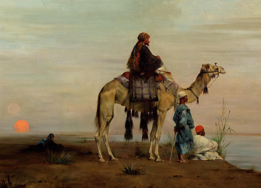 Eugene Fromentin Painting - Waiting for the Ferryboat across the Nile, 1872 by Eugene Fromentin