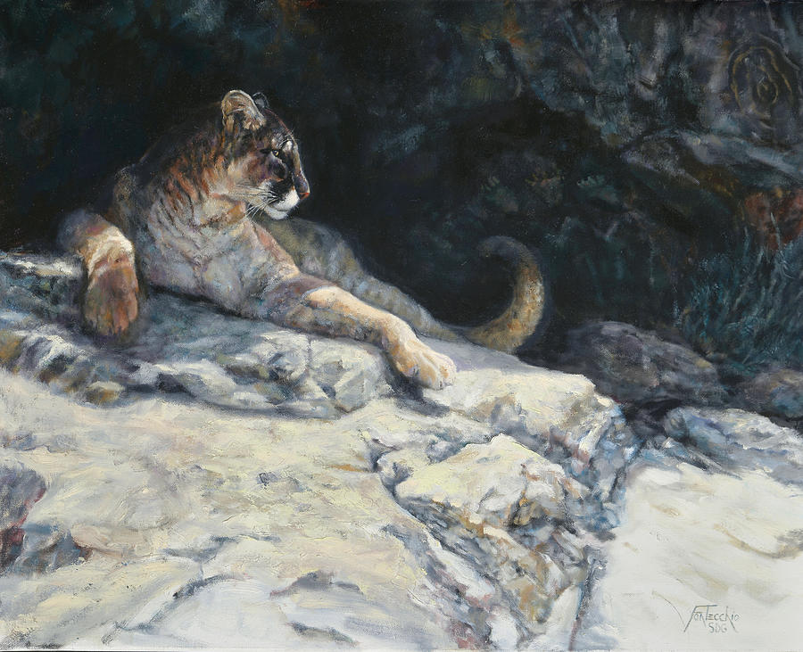 Panther Painting - Waiting for the Night by Jan Fontecchio