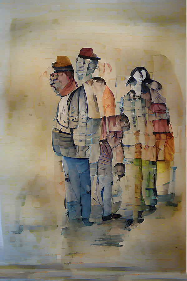 Waiting On Line Abstract Watercolor Painting by David Dehner