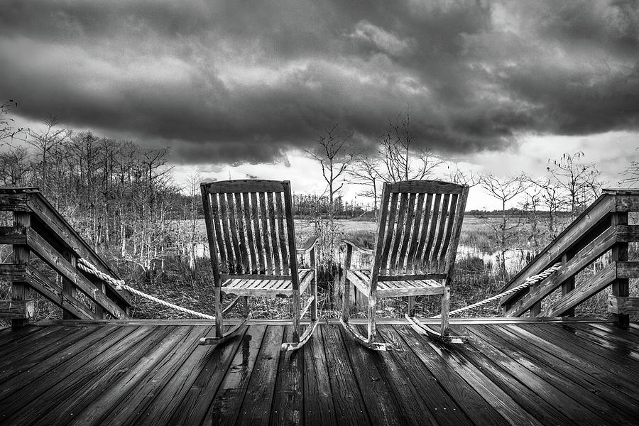 Waiting on the Thunder in Black and White Photograph by Debra and Dave Vanderlaan