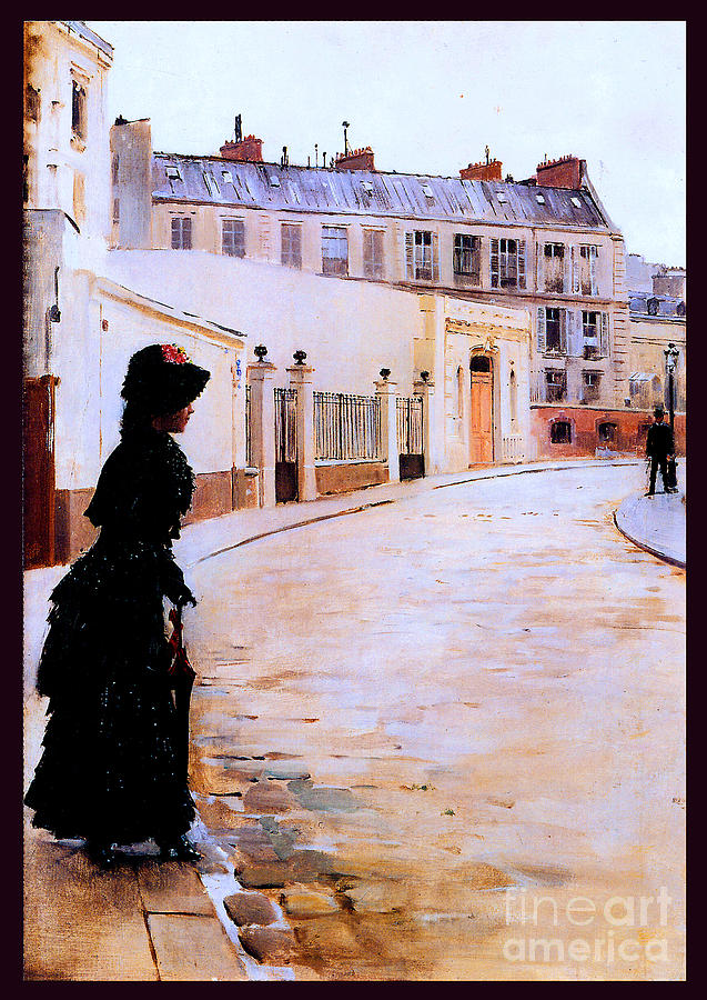 Waiting, Paris Rue de Chateaubriand 1900 Painting by Jean Beraud