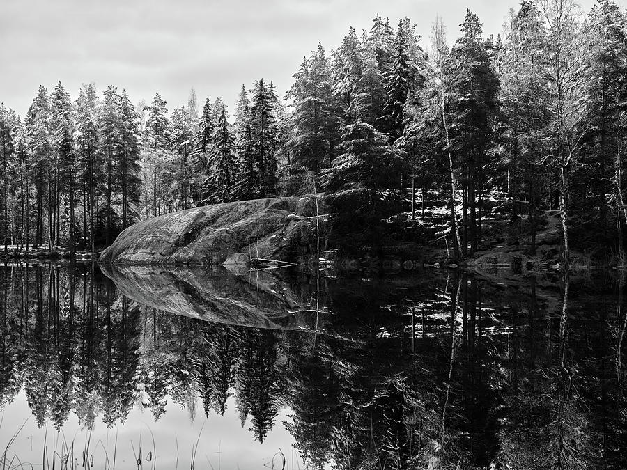Waiting the winter to come. Alisenjarvi bw Photograph by Jouko Lehto