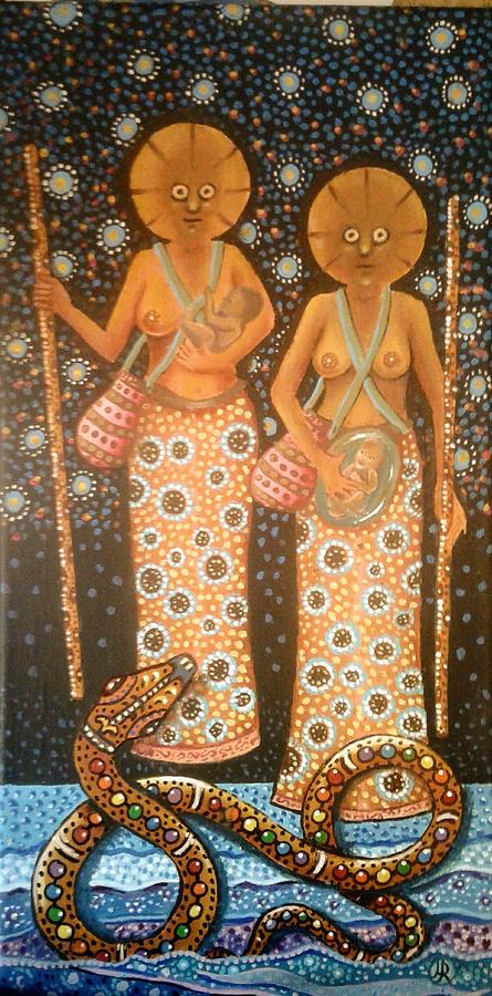 Wakiwaki Sisters Painting by James RODERICK